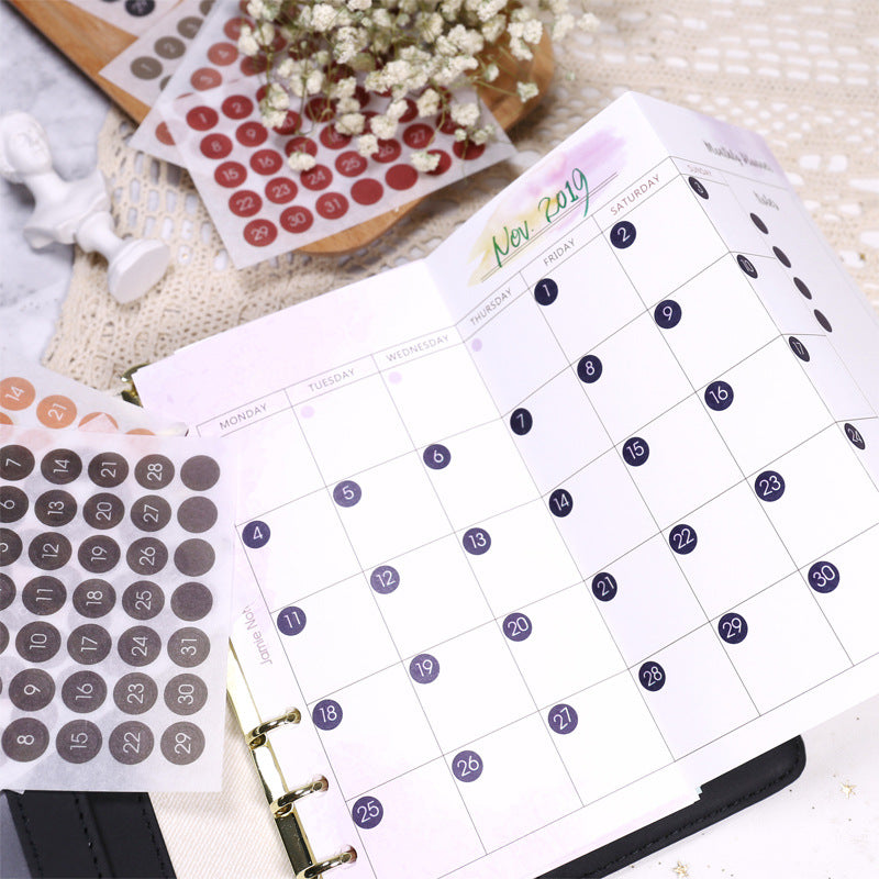 12 Sheets Date Index Sticker Small Dot Circle Label Date Label Sticker