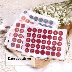 12 Sheets Date Index Sticker Small Dot Circle Label Date Label Sticker
