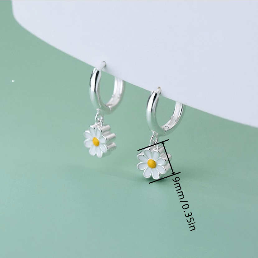 Pastoral Style Daisy Flower Earrings Student Girls Delicate Jewelry