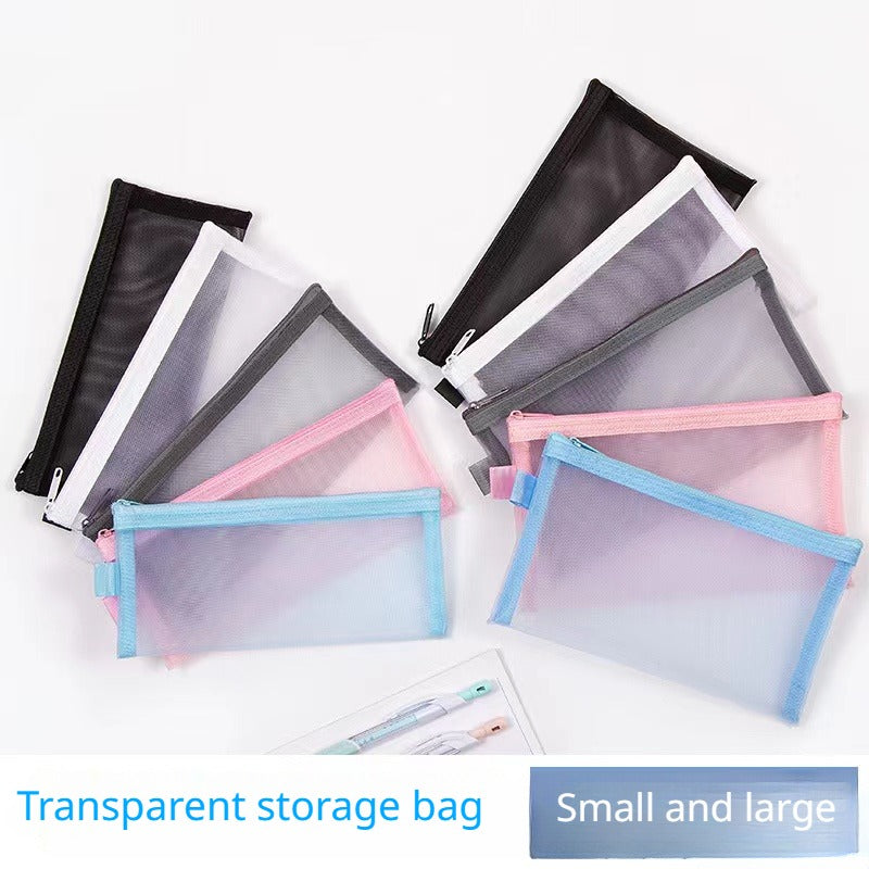 5Pcs Nylon Mesh Cosmetic Bags Zipper Makeup Pouch Travel Cases