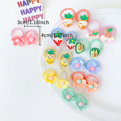 Baby Girls Cartoon Flower Hair Ties - Set of 40 Scrunchies Hair Bands