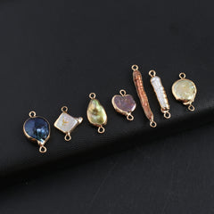Baroque Pearl Connectors Golden Wrapped Edges DIY Jewelry Making