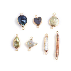 Baroque Pearl Connectors Golden Wrapped Edges DIY Jewelry Making
