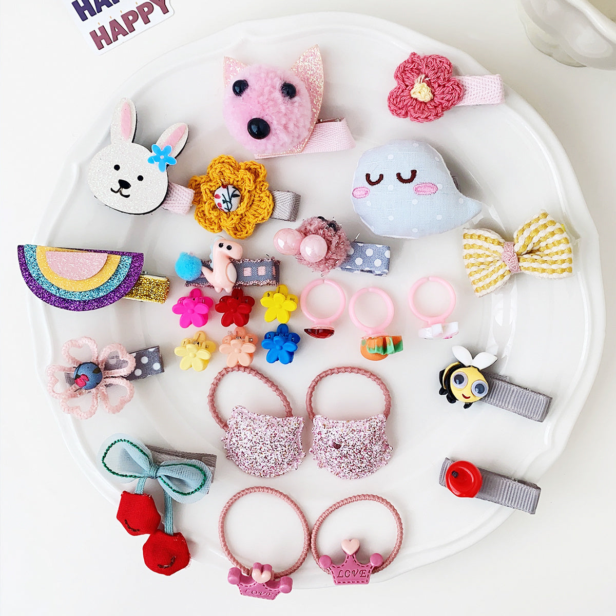 26pcs Cartoon Flower Hair Clips Hair Ties Hairpins Bands for Kids