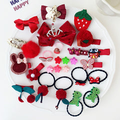 26pcs Cartoon Flower Hair Clips Hair Ties Hairpins Bands for Kids