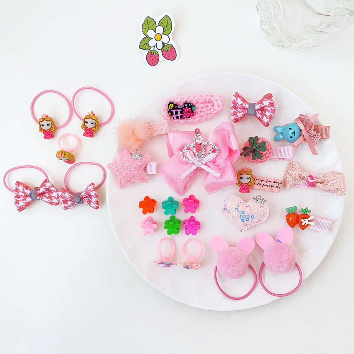 26pcs Cartoon Flower Hair Clips Hair Ties Hairpins Bands for Kids