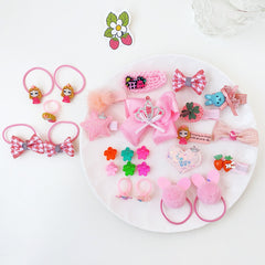26pcs Cartoon Flower Hair Clips Hair Ties Hairpins Bands for Kids