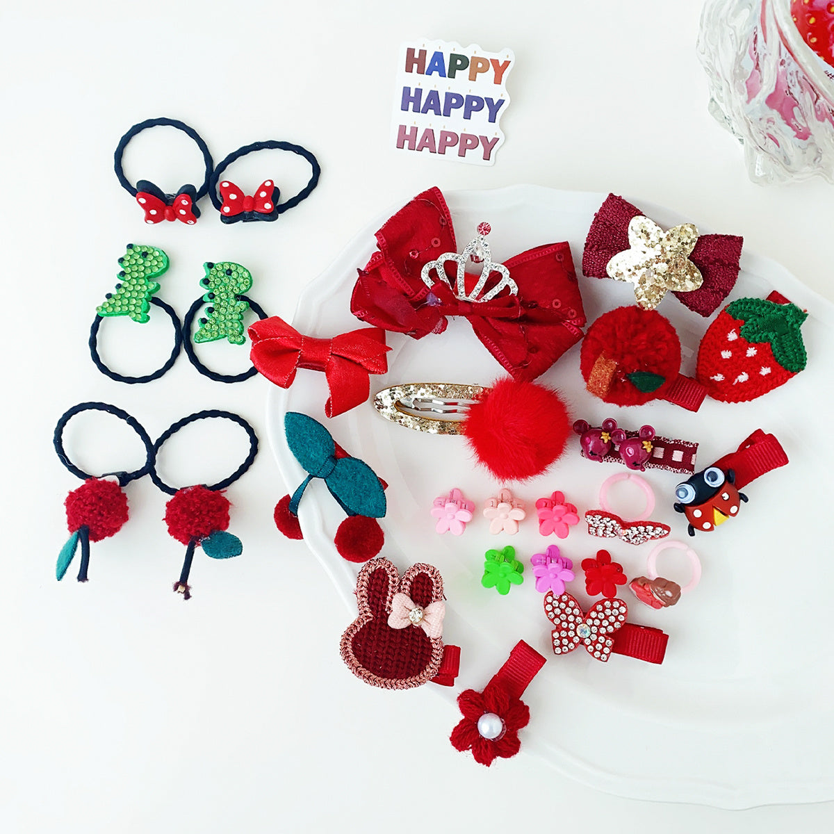 26pcs Cartoon Flower Hair Clips Hair Ties Hairpins Bands for Kids