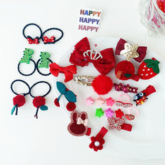 26pcs Cartoon Flower Hair Clips Hair Ties Hairpins Bands for Kids