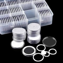 84 Coin Capsules With Foam Gasket & Storage Box - Coin Collector Case 6 Sizes