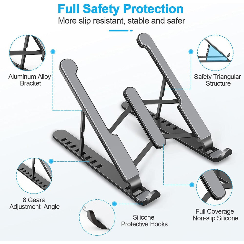8-Level Adjustable Laptop Stand Portable Height Adjustable Ventilated