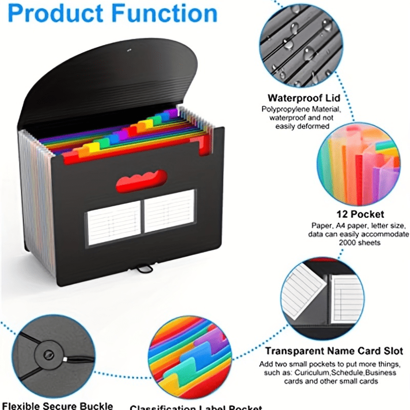 12-24 Pocket Expanding File Folder Organizer