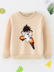 Anime Man Print Boys Casual Pullover Sweatshirt Long Sleeve Crew Neck Tops