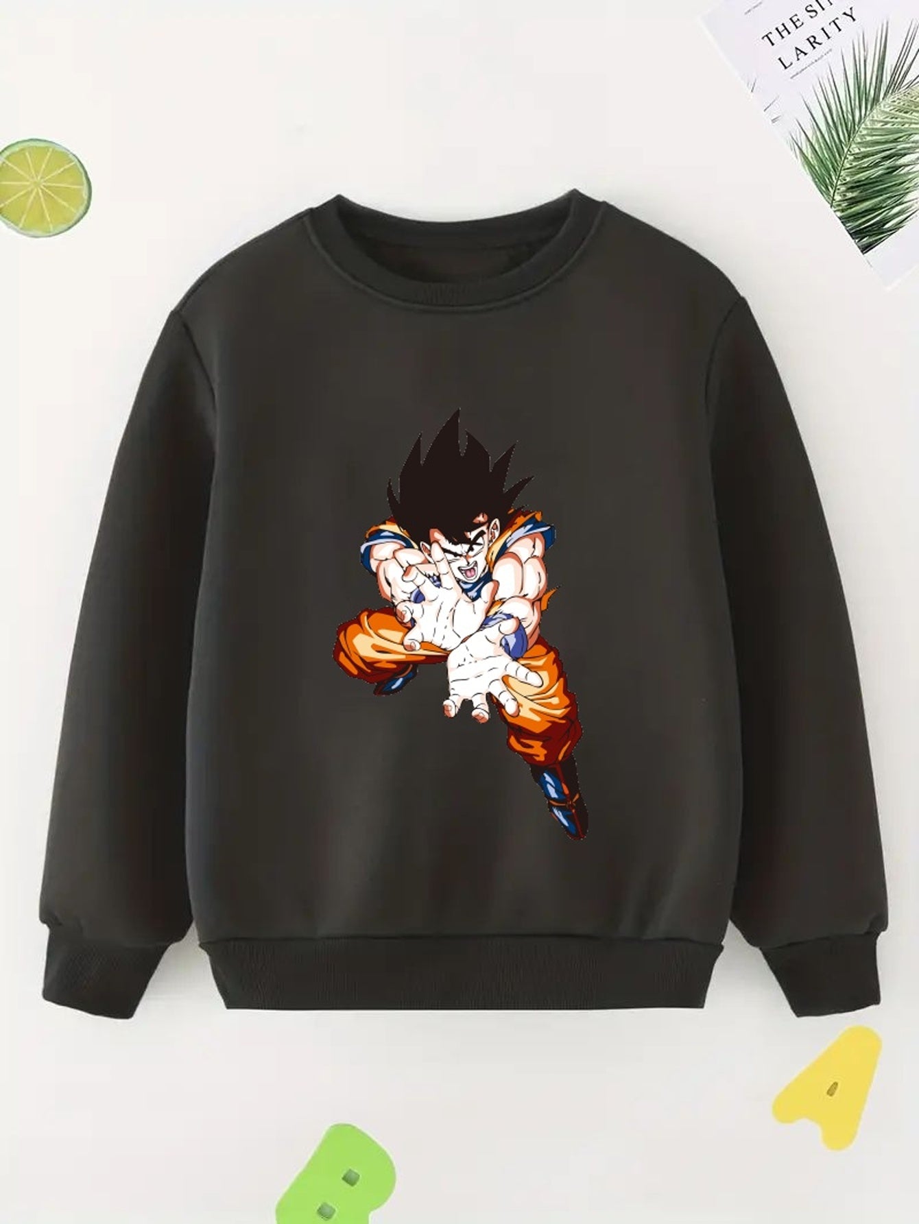 Anime Man Print Boys Casual Pullover Sweatshirt Long Sleeve Crew Neck Tops