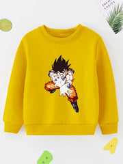 Anime Man Print Boys Casual Pullover Sweatshirt Long Sleeve Crew Neck Tops
