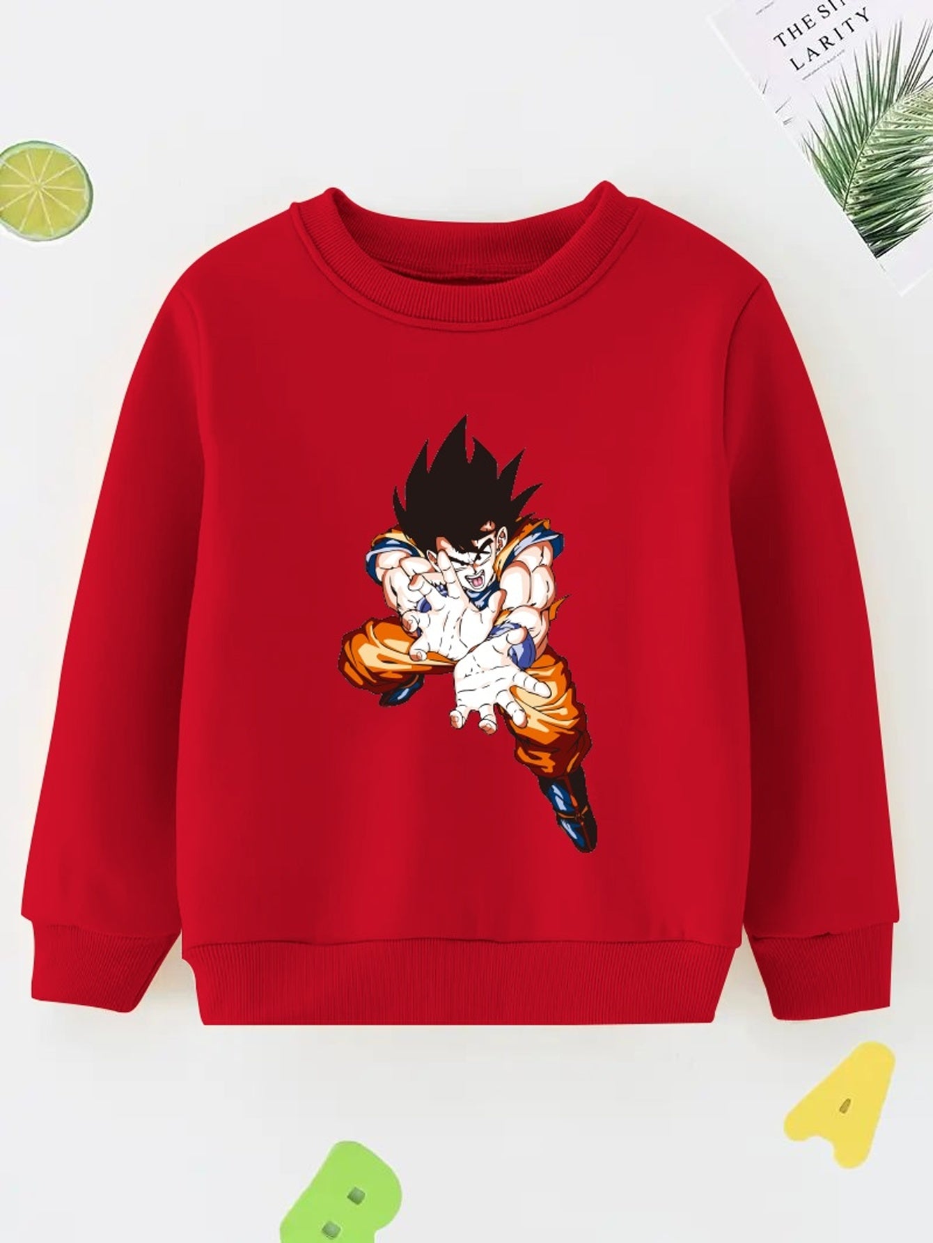 Anime Man Print Boys Casual Pullover Sweatshirt Long Sleeve Crew Neck Tops