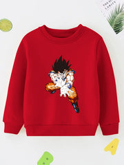 Anime Man Print Boys Casual Pullover Sweatshirt Long Sleeve Crew Neck Tops