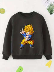 Blond Hair Anime Boy Sweatshirt Long Sleeve Crew Neck Top