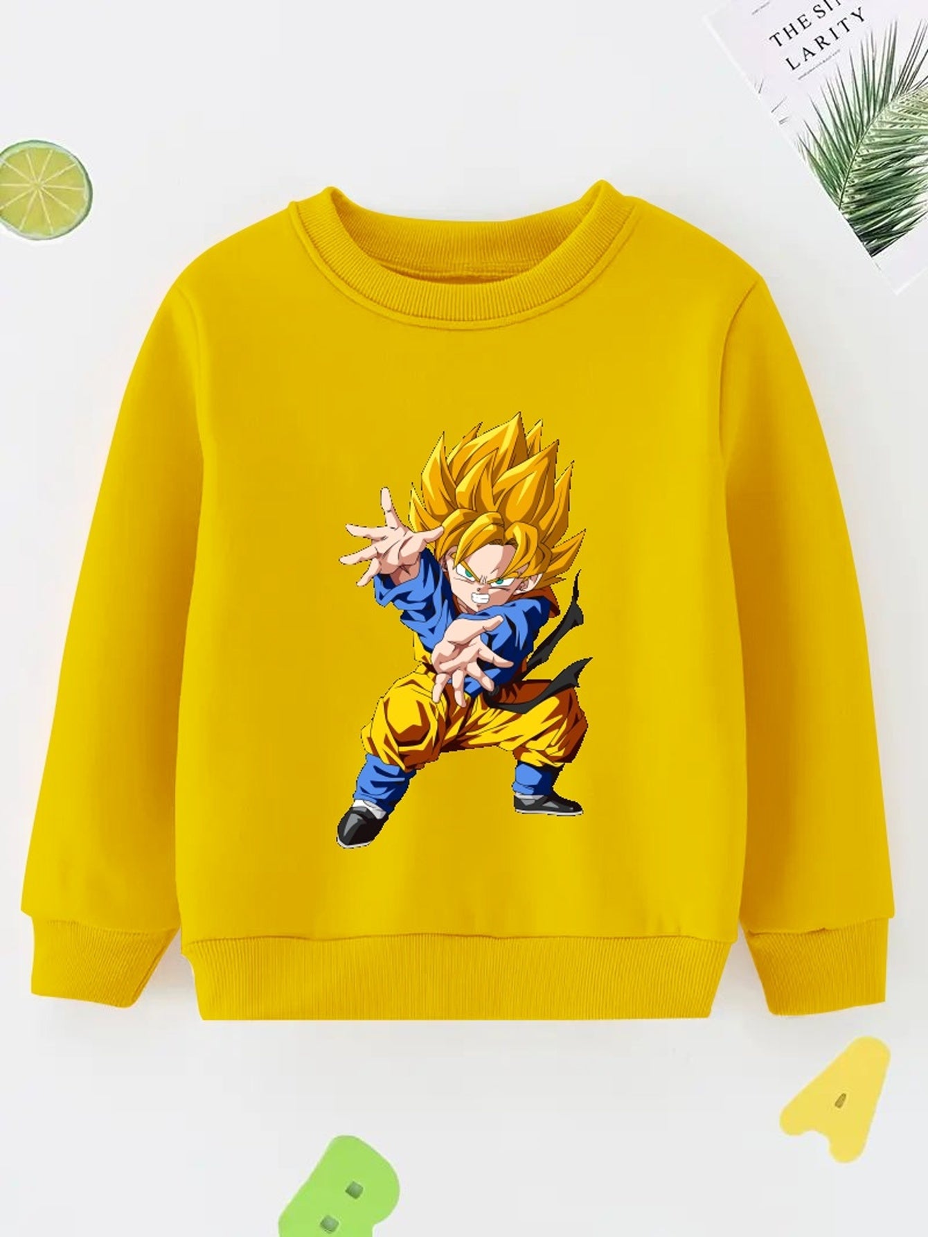 Blond Hair Anime Boy Sweatshirt Long Sleeve Crew Neck Top