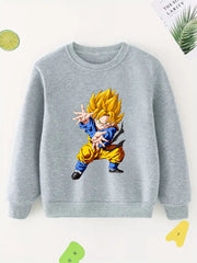 Blond Hair Anime Boy Sweatshirt Long Sleeve Crew Neck Top