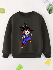 Anime Smiling Boy Print Boys Casual Sweatshirt Long Sleeve Crew Neck Tops