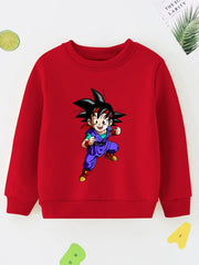 Anime Smiling Boy Print Boys Casual Sweatshirt Long Sleeve Crew Neck Tops