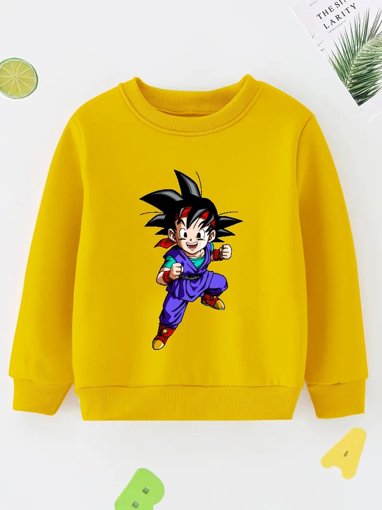 Anime Smiling Boy Print Boys Casual Sweatshirt Long Sleeve Crew Neck Tops