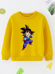 Anime Smiling Boy Print Boys Casual Sweatshirt Long Sleeve Crew Neck Tops
