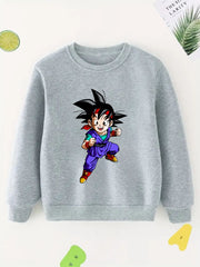 Anime Smiling Boy Print Boys Casual Sweatshirt Long Sleeve Crew Neck Tops
