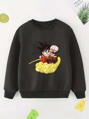Boy's Anime Boy & Cloud Print Sweatshirt Casual Long Sleeve Shirt
