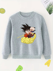 Boy's Anime Boy & Cloud Print Sweatshirt Casual Long Sleeve Shirt