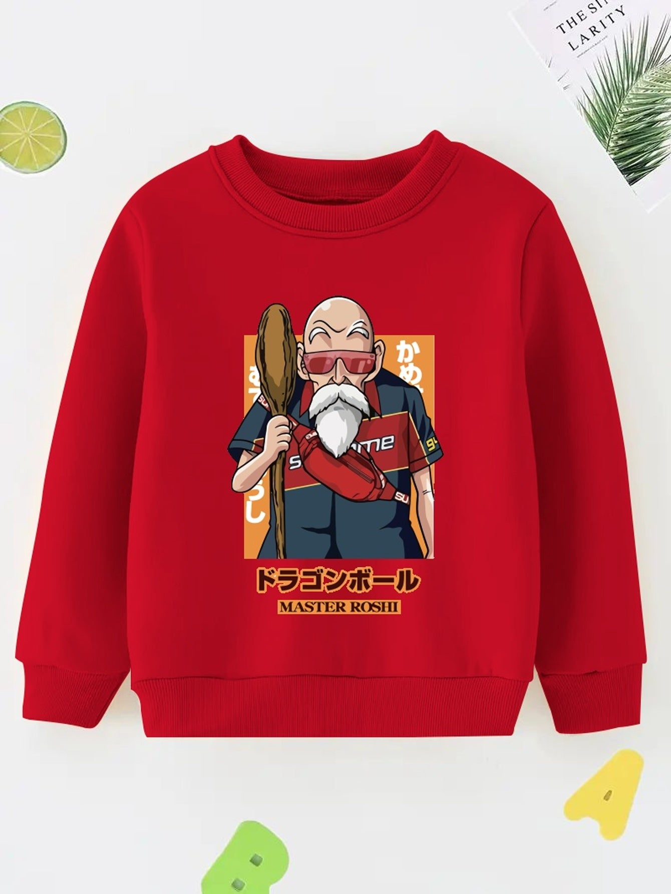 Anime Old Man Print Boys Casual Pullover Sweatshirt Long Sleeve Crew Neck Tops