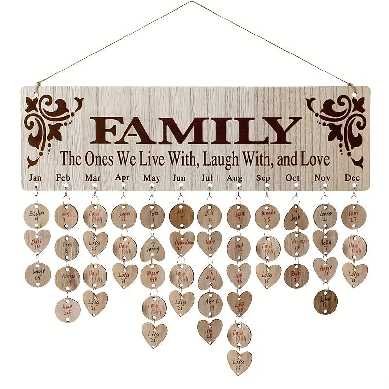DIY Wooden Family Birthday Board Calendar Reminder Sign