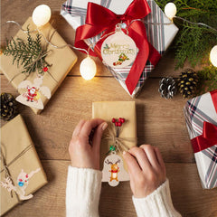 50pcs Christmas Wooden Ornaments Blank Pendants Unfinished Wood Slices DIY Craft