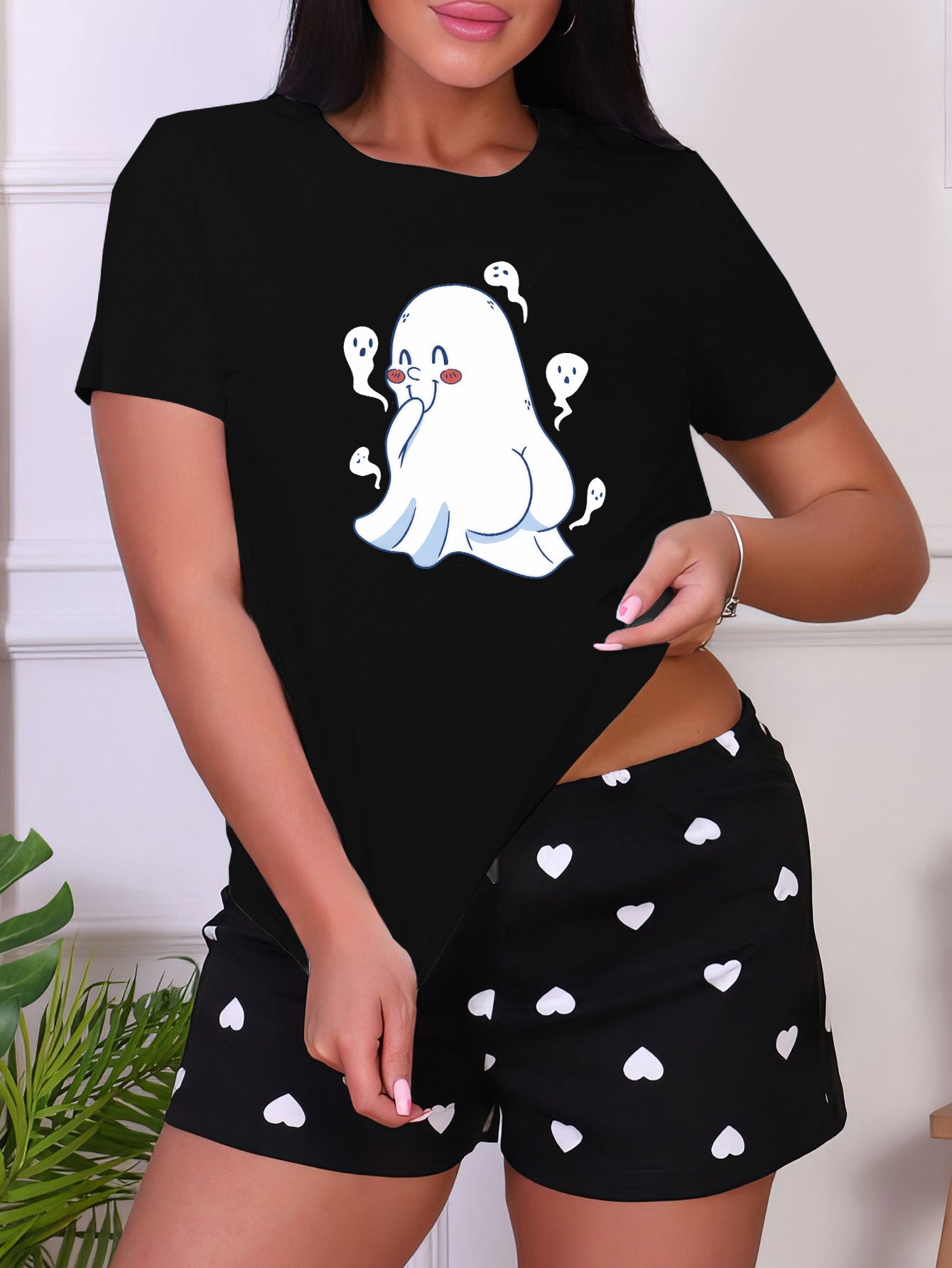 Ghost Print Halloween Sleep Top Women's Loungewear