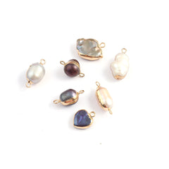 Baroque Pearl Pendant Golden Edge Charm Jewelry Making DIY Necklace Bracelet