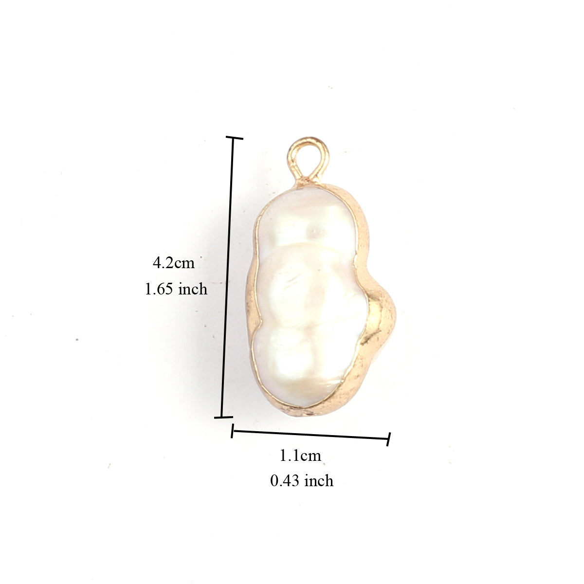 Baroque Pearl Pendant Golden Edge Charm Jewelry Making DIY Necklace Bracelet