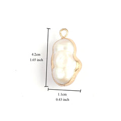 Baroque Pearl Pendant Golden Edge Charm Jewelry Making DIY Necklace Bracelet