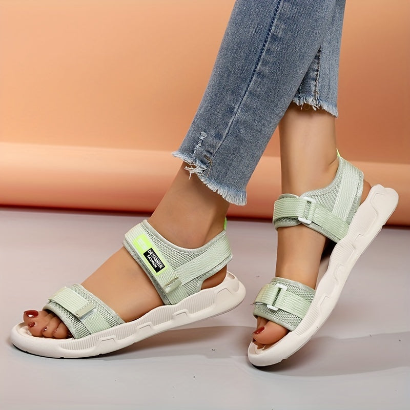 Women's Sports Sandals Open Toe Hook & Loop Casual Comfort Flat Shoes