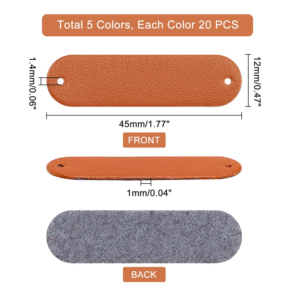 100pcs Blank PU Leather Tags Embossed Clothing Tags