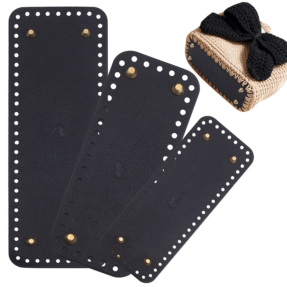 3pcs Set PU Leather Purse Bottom For Crochet 3 Sizes Bag Bottoms