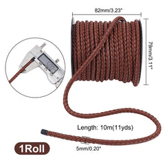 5mm Round Brown Braided Faux Leather Cord 10.95 Yard