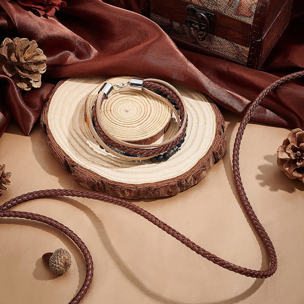 5mm Round Brown Braided Faux Leather Cord 10.95 Yard