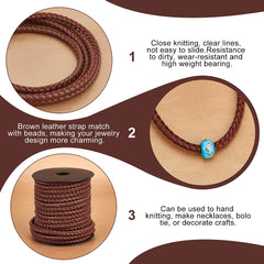 5mm Round Brown Braided Faux Leather Cord 10.95 Yard