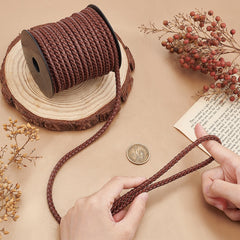 5mm Round Brown Braided Faux Leather Cord 10.95 Yard