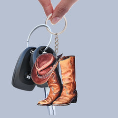 Cowboy Hat Boots Acrylic KeyChain Decoration Gift Accessories
