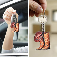 Cowboy Hat Boots Acrylic KeyChain Decoration Gift Accessories