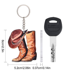 Cowboy Hat Boots Acrylic KeyChain Decoration Gift Accessories