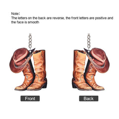 Cowboy Hat Boots Acrylic KeyChain Decoration Gift Accessories