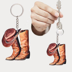 Cowboy Hat Boots Acrylic KeyChain Decoration Gift Accessories
